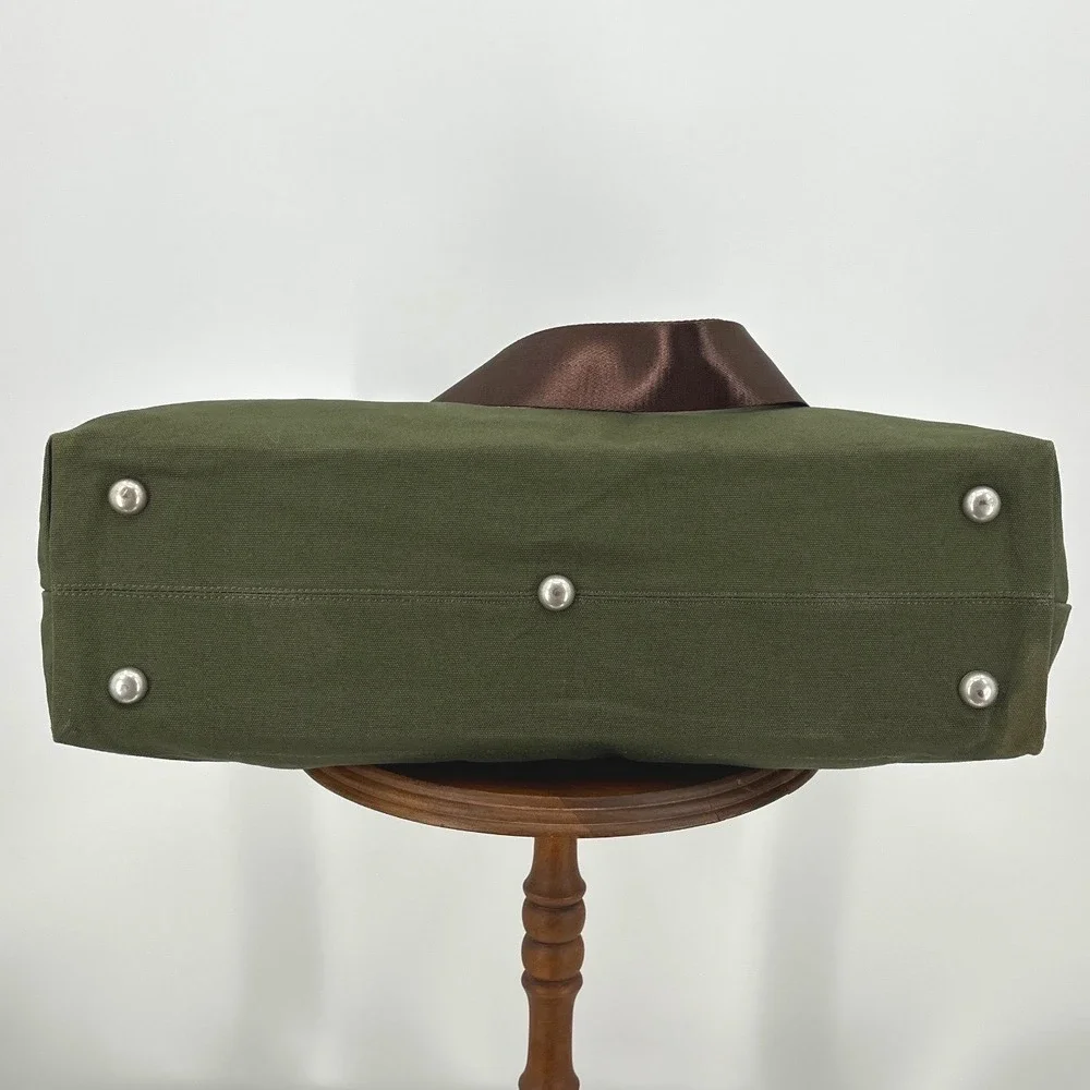 Line of Trade Weekender Bag Olive Green Canvas Leather Trim No. 0312 Travel